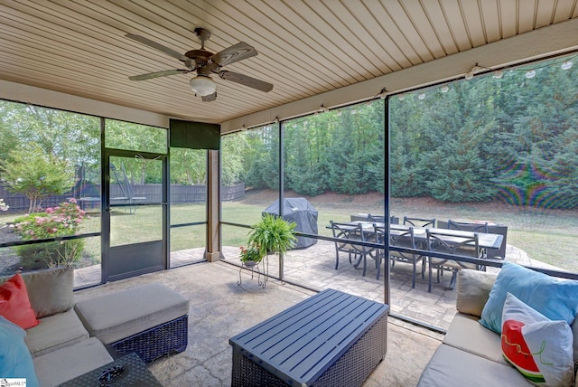 9 Bellagio Way, Greer, SC 29650 - sunroom / solarium with an outdoor living space, outdoor dining area, and ceiling fan