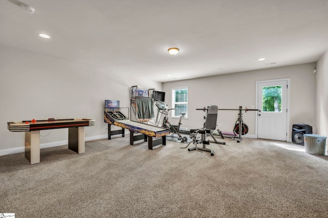 549 Allenton Way, Greer, SC 29651 - workout room with plenty of natural light, baseboards, carpet, and recessed lighting