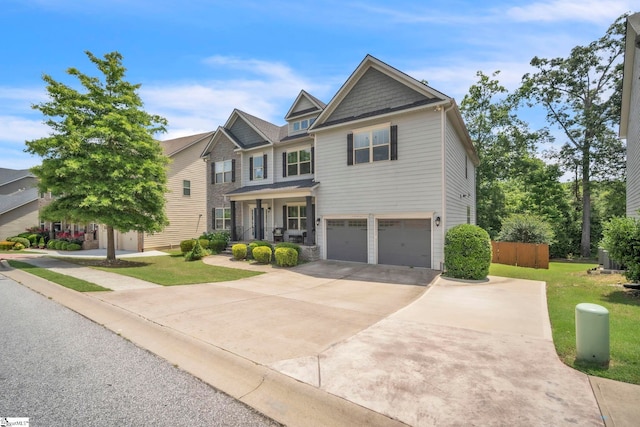 549 Allenton Way, Greer, SC 29651 - craftsman inspired home featuring concrete driveway, a garage, a front yard, and covered porch