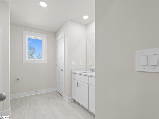 304 Lorca Dr, Greenville, SC 29605 - bathroom with vanity, baseboards, and recessed lighting