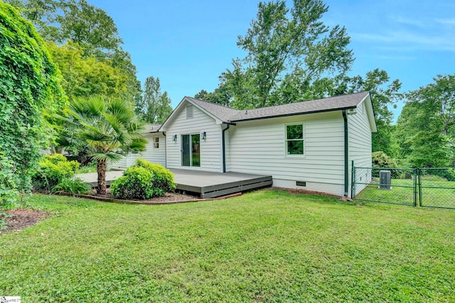 167 Lake Bowen Dr, Inman, SC 29349 - rear view of property with a gate, a deck, roof with shingles, and crawl space
