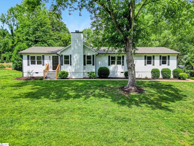 167 Lake Bowen Dr, Inman, SC 29349 - single story home with crawl space, a chimney, a front yard, and a shingled roof