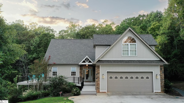 122 Fair Heaven Ct, Seneca, SC 29672 - craftsman inspired home featuring stone siding, concrete driveway, a garage, and a shingled roof