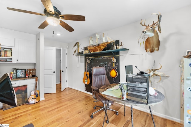 700 Old Green Pond Rd, Anderson, SC 29625 - home office with ceiling fan, baseboards, and light wood-style floors
