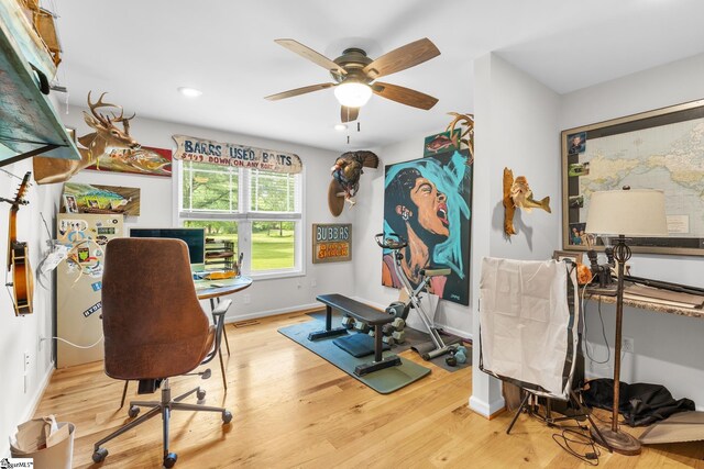 700 Old Green Pond Rd, Anderson, SC 29625 - office with wood finished floors, a ceiling fan, baseboards, and recessed lighting