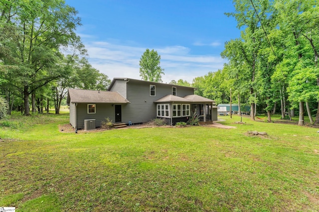 700 Old Green Pond Rd, Anderson, SC 29625 - back of house featuring a sunroom, central AC unit, and a yard