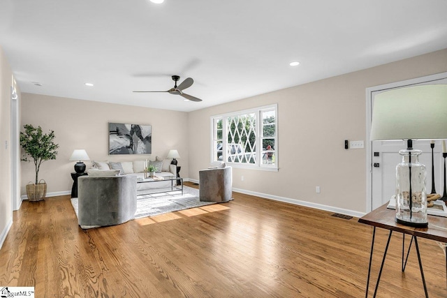 203 Homestead Dr, Taylors, SC 29687 - unfurnished living room with ceiling fan, wood finished floors, baseboards, and recessed lighting