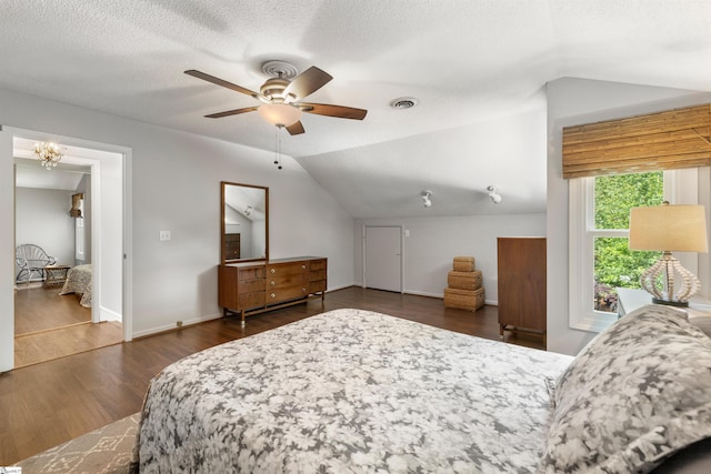 65 Westview Ave, Greenville, SC 29607 - bedroom featuring vaulted ceiling, dark wood-type flooring, baseboards, and ceiling fan