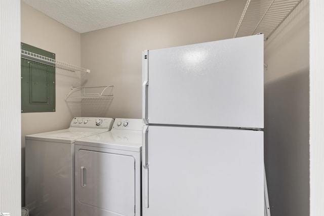 65 Westview Ave, Greenville, SC 29607 - clothes washing area featuring electric panel and washing machine and dryer