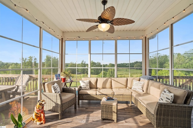 406 Jersey Queen Trl, Greer, SC 29651 - sunroom with ceiling fan, an outdoor living space, and healthy amount of natural light