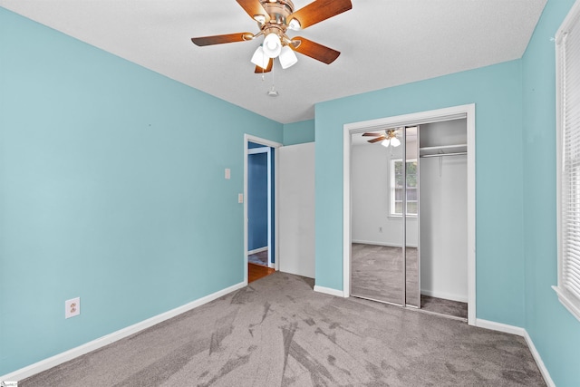 12 Fowler Cir, Greenville, SC 29607 - unfurnished bedroom featuring carpet, baseboards, a closet, and ceiling fan