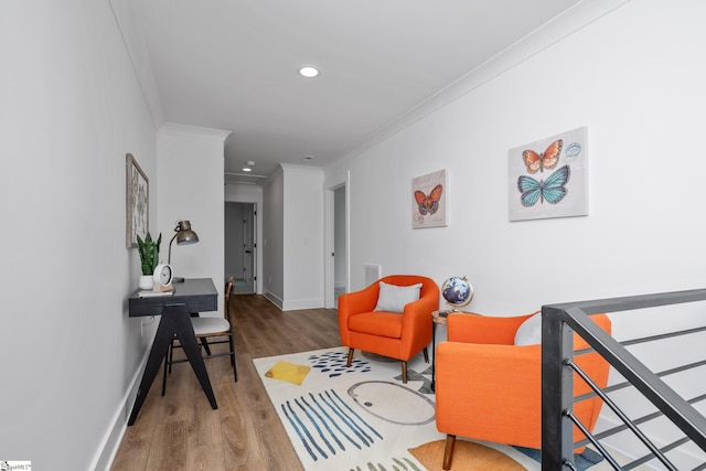 710 N Main St, Greer, SC 29651 - sitting room with ornamental molding, wood finished floors, recessed lighting, and baseboards