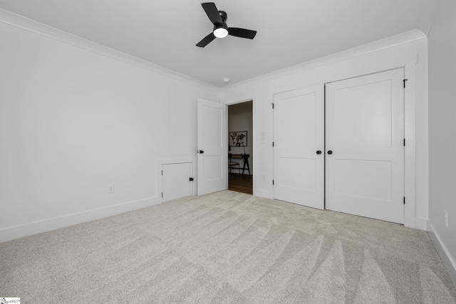 710 N Main St, Greer, SC 29651 - unfurnished bedroom featuring ornamental molding, carpet, baseboards, and a ceiling fan