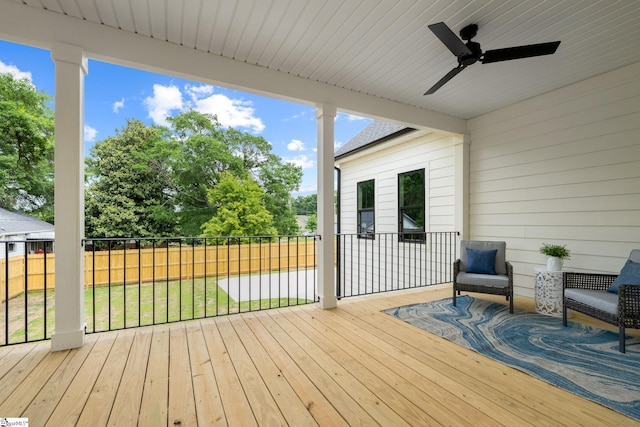 710 N Main St, Greer, SC 29651 - wooden terrace with fence and a ceiling fan