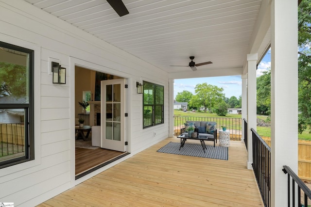 710 N Main St, Greer, SC 29651 - wooden deck featuring ceiling fan and an outdoor living space