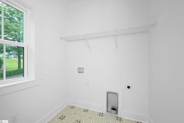 710 N Main St, Greer, SC 29651 - laundry room with washer hookup, hookup for an electric dryer, baseboards, and tile patterned floors