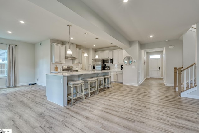 1128 Grovewood Ct, Moore, SC 29369 - kitchen with stainless steel appliances, light wood-type flooring, baseboards, and recessed lighting