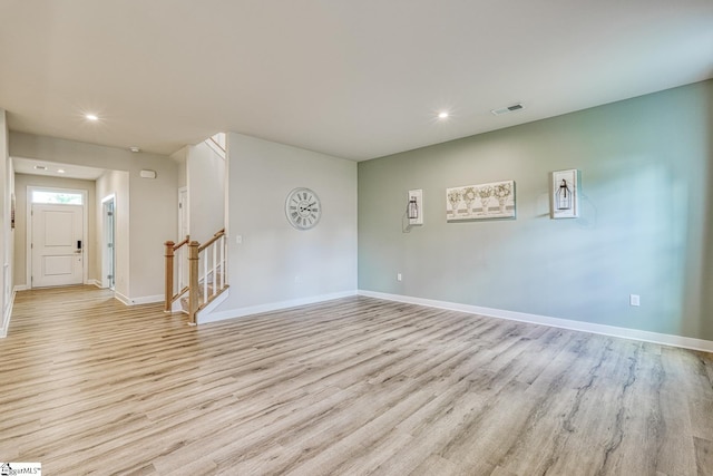 1128 Grovewood Ct, Moore, SC 29369 - unfurnished room featuring recessed lighting, light wood-style flooring, baseboards, and stairway