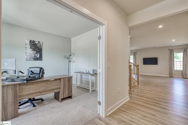 1128 Grovewood Ct, Moore, SC 29369 - home office with light wood finished floors, baseboards, and recessed lighting