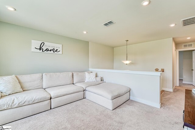 1128 Grovewood Ct, Moore, SC 29369 - living area featuring light colored carpet, recessed lighting, and baseboards
