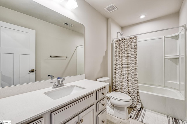1128 Grovewood Ct, Moore, SC 29369 - full bathroom featuring toilet, vanity, tile patterned floors, and shower / bath combo