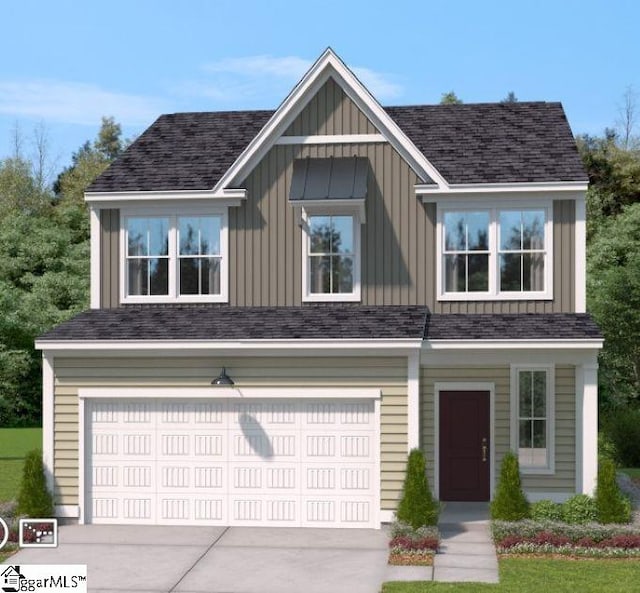 28 Limestone Way, Greenville, SC 29607 - view of front of property with a garage, board and batten siding, driveway, and roof with shingles