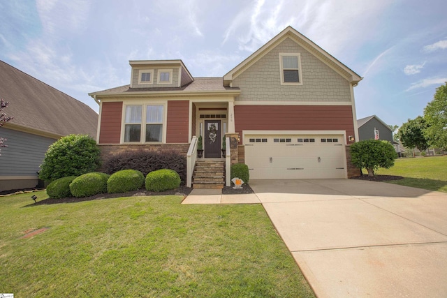 250 Chickadee Trl, Easley, SC 29642 - view of front facade featuring stone siding, a front lawn, a garage, and driveway
