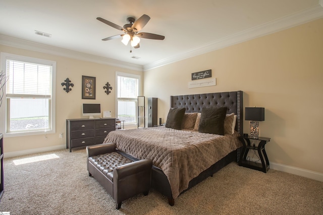 250 Chickadee Trl, Easley, SC 29642 - carpeted bedroom featuring crown molding, baseboards, and a ceiling fan