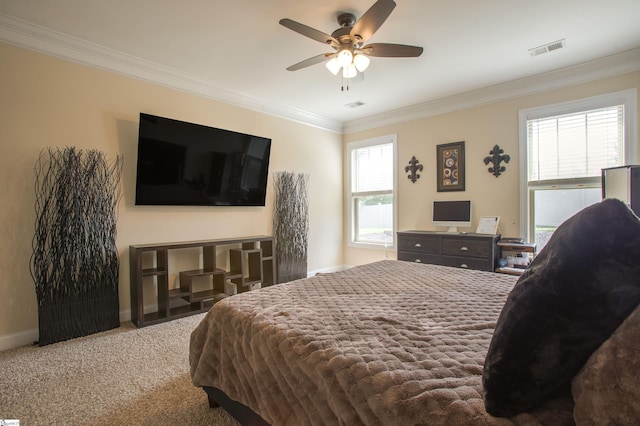 250 Chickadee Trl, Easley, SC 29642 - carpeted bedroom featuring ornamental molding, baseboards, and a ceiling fan