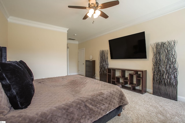 250 Chickadee Trl, Easley, SC 29642 - bedroom featuring carpet, ornamental molding, baseboards, and a ceiling fan