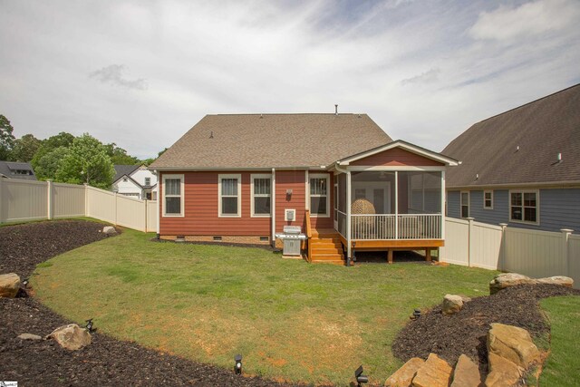 250 Chickadee Trl, Easley, SC 29642 - rear view of house with a sunroom, crawl space, and a shingled roof