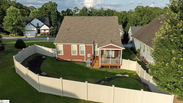 250 Chickadee Trl, Easley, SC 29642 - back of house featuring a shingled roof, a wooden deck, crawl space, and a fenced backyard