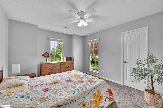 205 Willow Leaf Dr, Seneca, SC 29672 - bedroom featuring carpet floors, a textured ceiling, ceiling fan, and baseboards