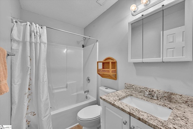 205 Willow Leaf Dr, Seneca, SC 29672 - bathroom with toilet, a textured ceiling, shower / tub combo with curtain, and vanity