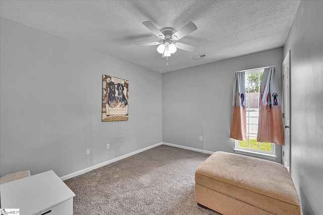 205 Willow Leaf Dr, Seneca, SC 29672 - living area with carpet floors, baseboards, a ceiling fan, and a textured ceiling