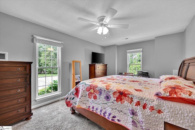 205 Willow Leaf Dr, Seneca, SC 29672 - carpeted bedroom with a textured ceiling, a ceiling fan, and baseboards