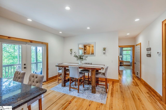 415 W V Thompson Rd, Rutherfordton, NC 28139 - dining area featuring french doors, light wood-style floors, baseboards, and recessed lighting