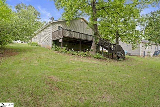 338 E Celestial Dr, Greer, SC 29651 - back of property with a deck, stairs, and a yard