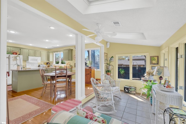 122 Tanager Cir, Greer, SC 29650 - sunroom with wood finished floors, a skylight, recessed lighting, and vaulted ceiling