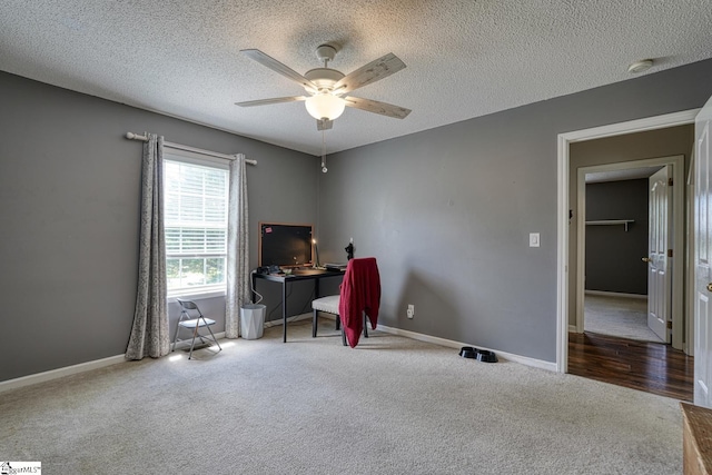 103 Cheyenne Ridge Rd, Campobello, SC 29322 - office space featuring carpet flooring, a ceiling fan, baseboards, and a textured ceiling