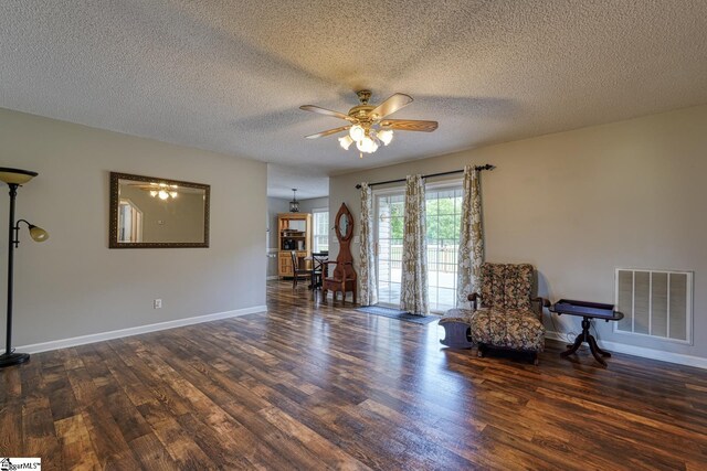 103 Cheyenne Ridge Rd, Campobello, SC 29322 - sitting room featuring wood finished floors, ceiling fan, baseboards, and a textured ceiling