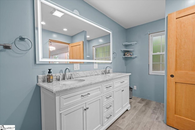 150 Orchard Dr, Inman, SC 29349 - bathroom with wood finished floors and double vanity