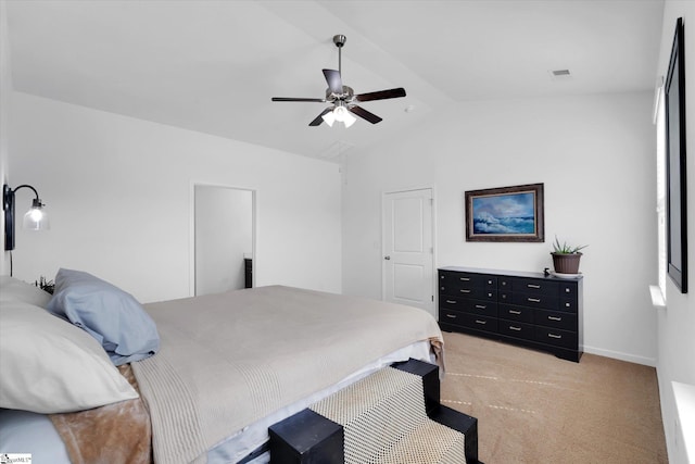 205 Hartwood Lake Ln, Greer, SC 29650 - bedroom featuring lofted ceiling, light carpet, a ceiling fan, and baseboards