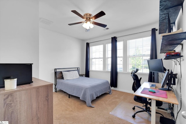 205 Hartwood Lake Ln, Greer, SC 29650 - bedroom featuring light colored carpet, a desk, and a ceiling fan