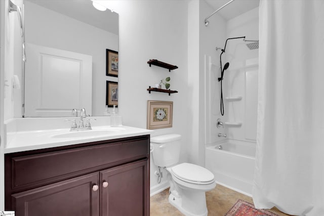 205 Hartwood Lake Ln, Greer, SC 29650 - bathroom featuring toilet, vanity, shower / bathtub combination with curtain, and tile patterned flooring