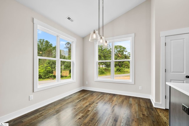 1047 Ansel School Rd, Greer, SC 29651 - unfurnished dining area featuring healthy amount of natural light, baseboards, and lofted ceiling