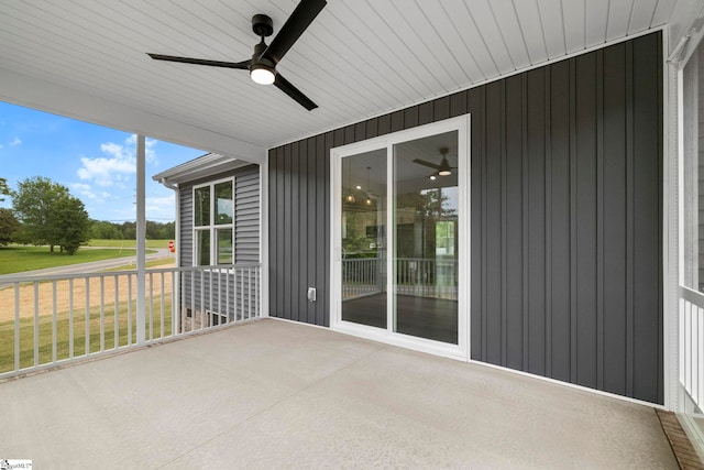 1047 Ansel School Rd, Greer, SC 29651 - unfurnished sunroom featuring ceiling fan