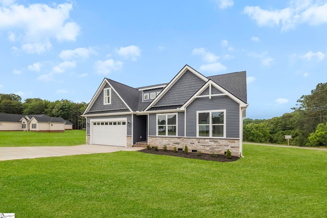 1047 Ansel School Rd, Greer, SC 29651 - craftsman-style home with stone siding, driveway, a front lawn, and roof with shingles