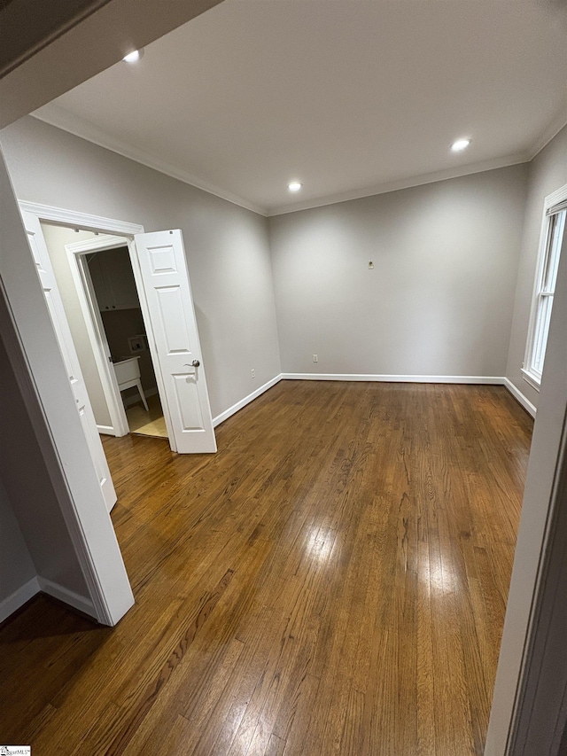 102 Quail Creek Ln, Greenville, SC 29615 - empty room with crown molding, dark wood-style flooring, baseboards, and recessed lighting