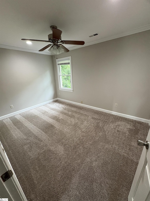 102 Quail Creek Ln, Greenville, SC 29615 - unfurnished room with ornamental molding, a ceiling fan, baseboards, and carpet floors